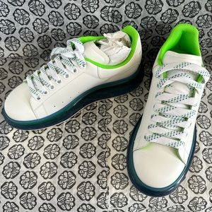 Alexander McQueen Blue Larry Transparent-Sole Platform Sneakers